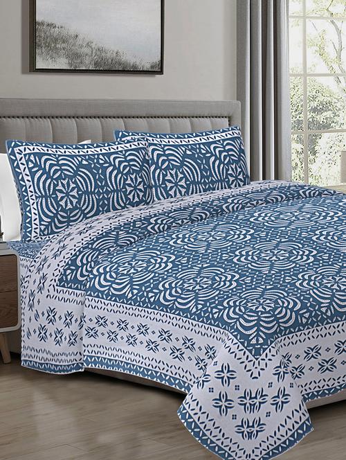 texstylehome 100% cotton abstract pattern 90x108 inches double size bedsheet with 2 pillow covers - 18452091 - Very Small Image - 1