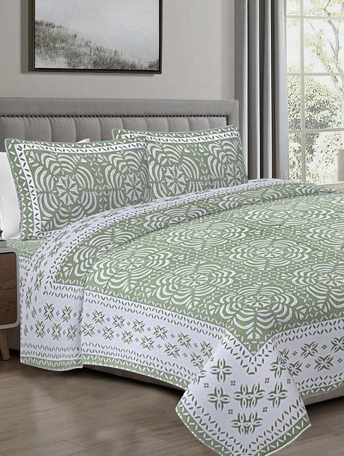 texstylehome 100% cotton abstract pattern 90x108 inches double size bedsheet with 2 pillow covers - 18452094 - Very Small Image - 1