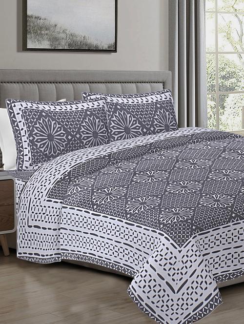texstylehome 100% cotton abstract pattern 90x108 inches double size bedsheet with 2 pillow covers - 18452095 - Very Small Image - 1