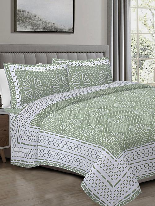 texstylehome 100% cotton abstract pattern 90x108 inches double size bedsheet with 2 pillow covers - 18452096 - Very Small Image - 1