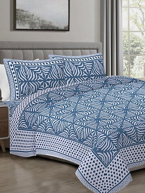 texstylehome 100% cotton abstract pattern 90x108 inches double size bedsheet with 2 pillow covers - 18452100 - Very Small Image - 1