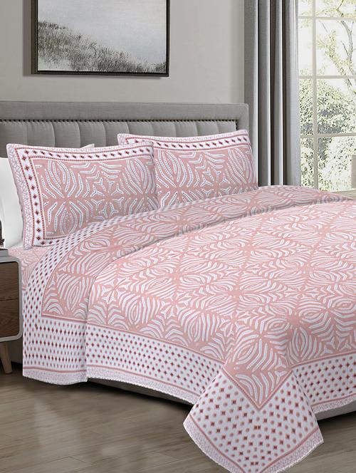 texstylehome 100% cotton abstract pattern 90x108 inches double size bedsheet with 2 pillow covers - 18452104 - Very Small Image - 1