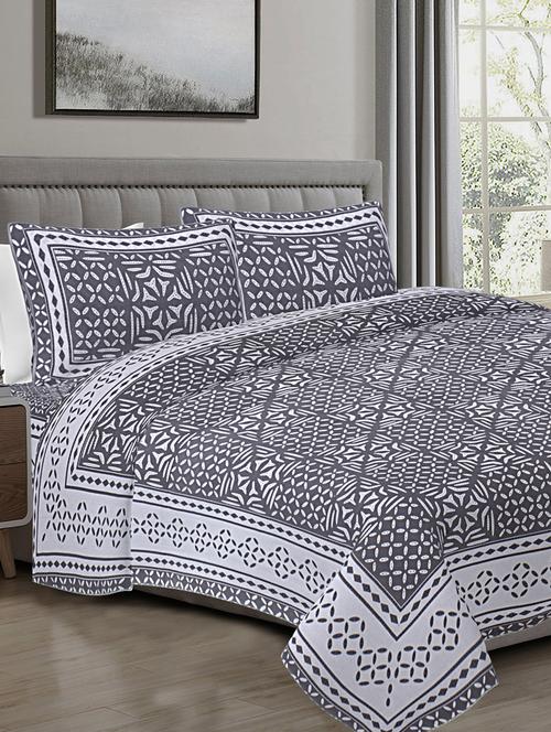 texstylehome 100% cotton abstract pattern 90x108 inches double size bedsheet with 2 pillow covers - 18452107 - Very Small Image - 1