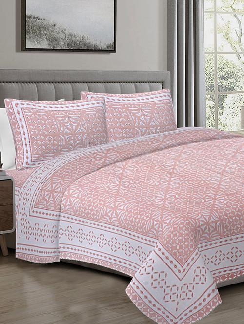 texstylehome 100% cotton abstract pattern 90x108 inches double size bedsheet with 2 pillow covers - 18452108 - Very Small Image - 1