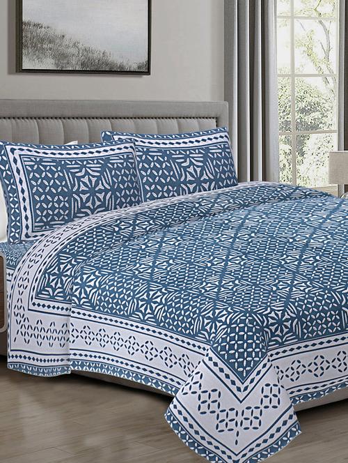 texstylehome 100% cotton abstract pattern 90x108 inches double size bedsheet with 2 pillow covers - 18452109 - Very Small Image - 1