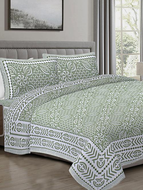texstylehome 100% cotton abstract pattern 90x108 inches double size bedsheet with 2 pillow covers - 18452110 - Very Small Image - 1