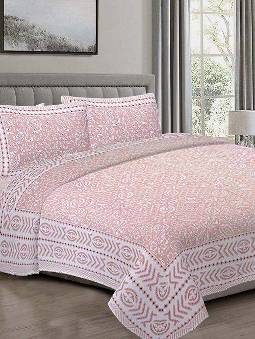 texstylehome 100% cotton abstract pattern 90x108 inches double size bedsheet with 2 pillow covers - 18452113 - Very Small Image - 1