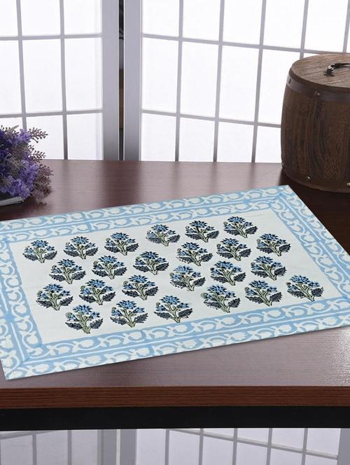 texstylehome thick cotton canvas jaipuri block print table mats - 18452221 - Very Small Image - 1