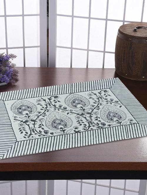 texstylehome thick cotton canvas jaipuri block print table mats - 18452222 - Very Small Image - 1