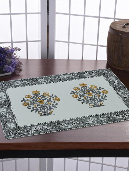 texstylehome thick cotton canvas jaipuri block print table mats - 18452240 - Very Small Image - 1