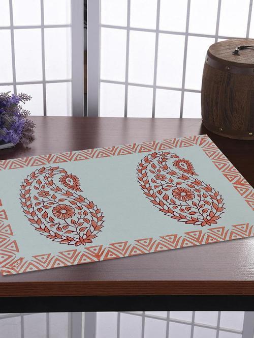 texstylehome thick cotton canvas jaipuri block print table mats - 18452244 - Very Small Image - 1