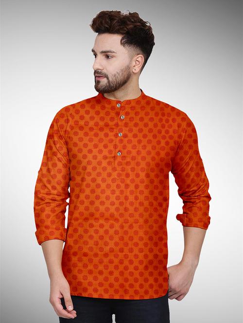 orange printed kurta pyjama ethnic wear set - 18452296 - Very Small Image - 1