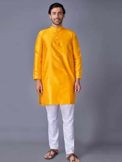 yellow self-designed kurta pyjama ethnic wear set - 18452303 - Very Small Image - 1