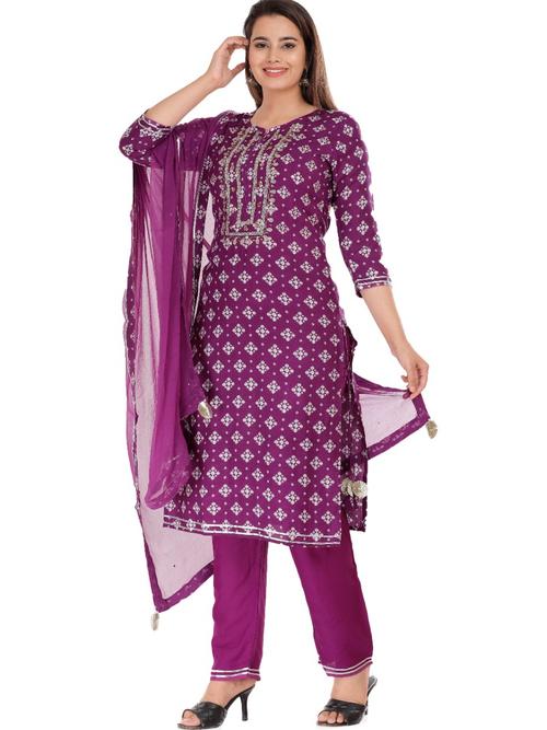 women kurta pant dupatta set - 18452479 - Very Small Image - 1