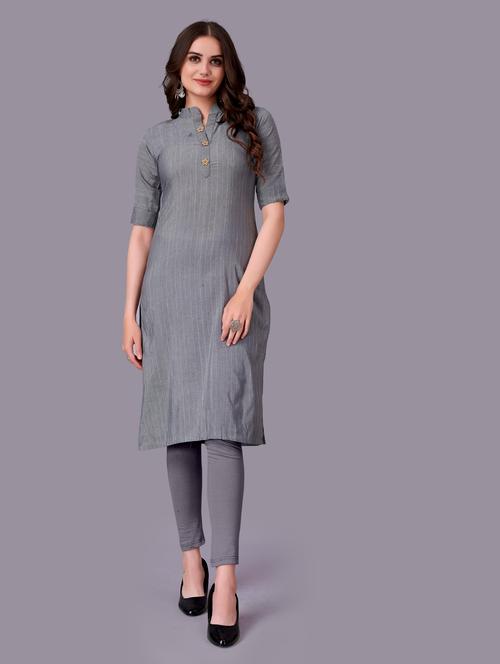 self design striped straight kurti - 18452566 - Very Small Image - 1