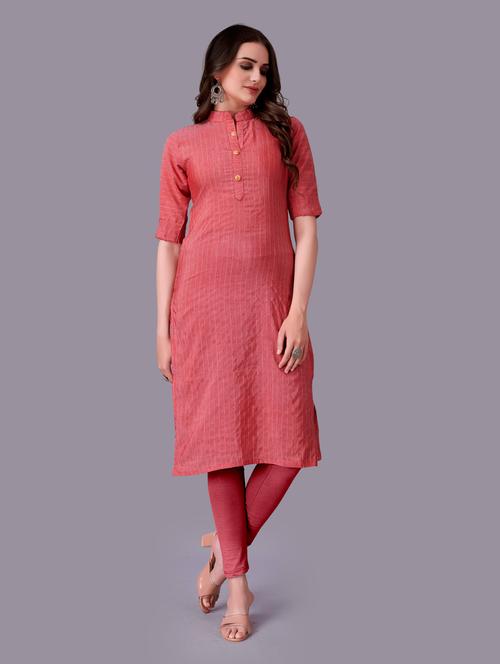self design striped straight kurti - 18452572 - Very Small Image - 1