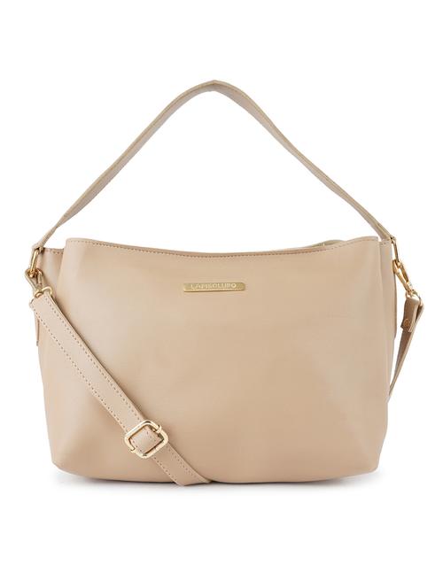 beige solid regular handbag - 18452618 - Very Small Image - 1