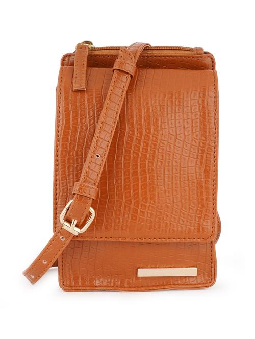 tan textured regular sling bag - 18452683 - Very Small Image - 1