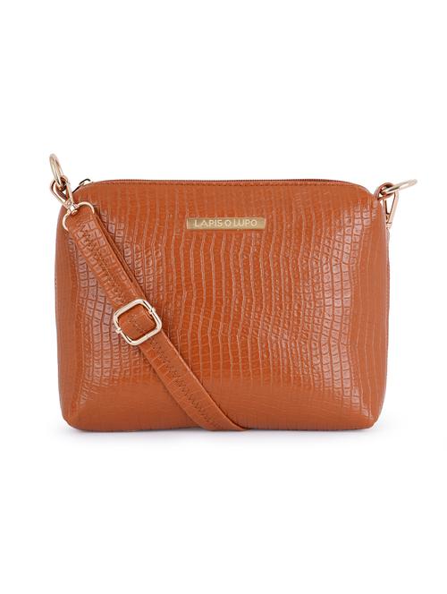 tan textured regular sling bag - 18452684 - Very Small Image - 1
