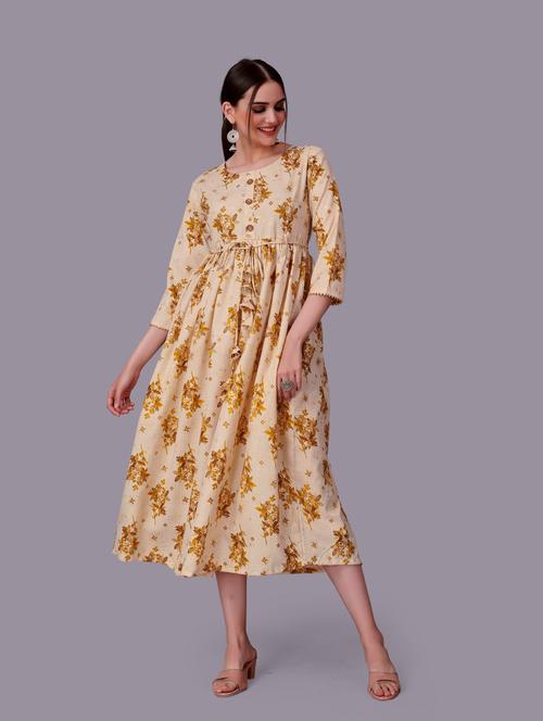 floral print flared ethnic dress - 18453502 - Very Small Image - 1