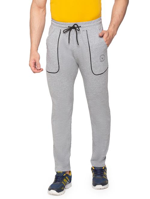 grey solid full length track pant - 18453552 - Very Small Image - 1