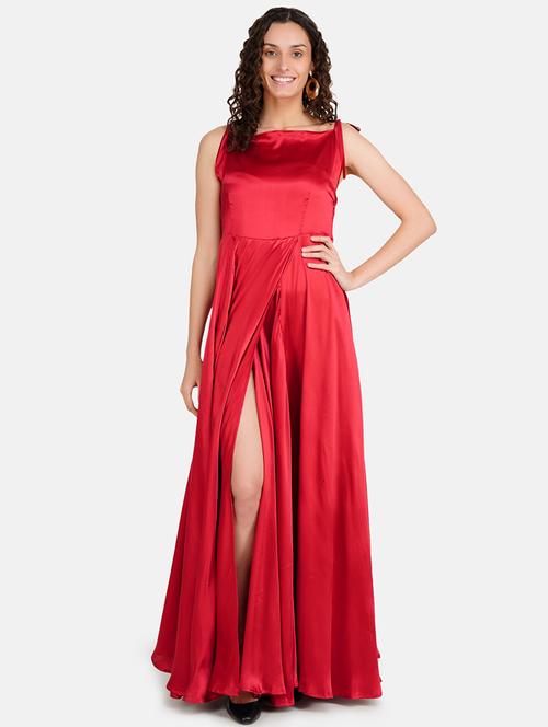high slit shoulder strap a-line dress - 18453592 - Very Small Image - 1