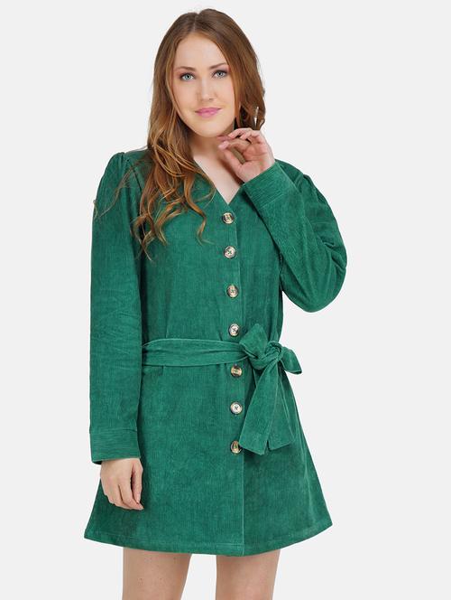 front tie solid coat dress - 18453593 - Very Small Image - 1