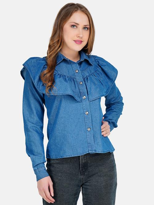 long sleeved ruffled shirt top - 18453621 - Very Small Image - 1