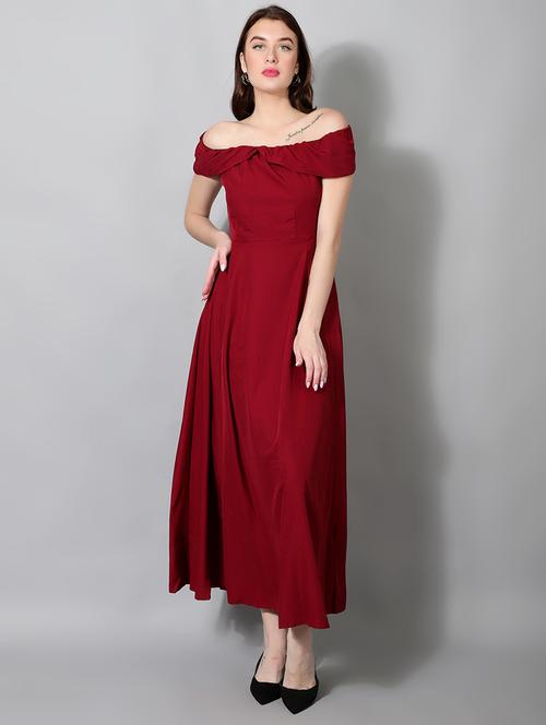 off shoulder solid maxi dress - 18453631 - Very Small Image - 1