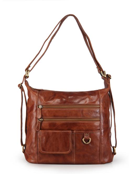 brown textured regular sling bag - 18453783 - Very Small Image - 1