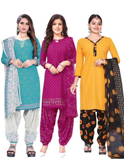 set of 3 unstitched suit set combos - 18454228 - Very Small Image - 1