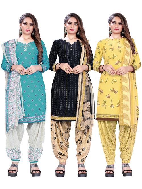 set of 3 unstitched suit set combos - 18454232 - Very Small Image - 1