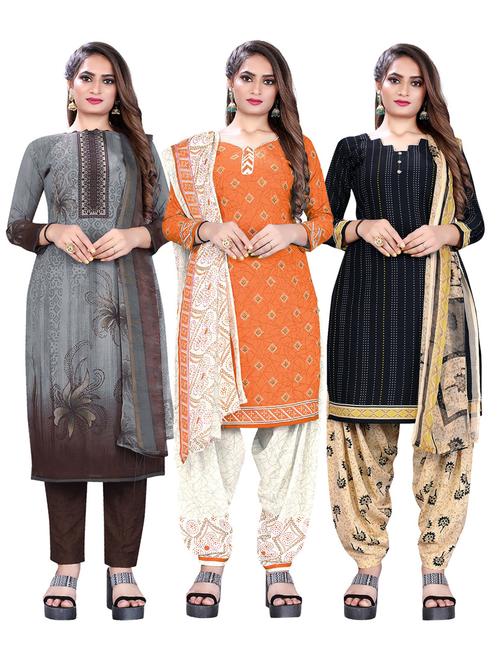 set of 3 unstitched suit set combos - 18454292 - Very Small Image - 1