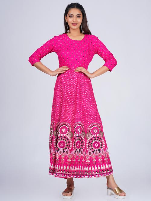 printed anarkali ethnic dress - 18454356 - Very Small Image - 1