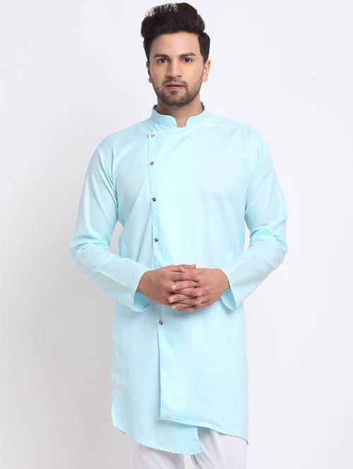 light-blue solid long kurta - 18455164 - Very Small Image - 1