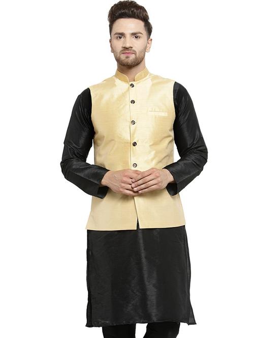 gold solid nehru jacket - 18455504 - Very Small Image - 1