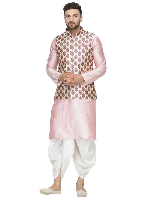 pink solid kurta pyjama with jacket - 18455809 - Very Small Image - 1