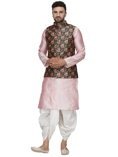 pink solid kurta pyjama with jacket - 18455815 - Very Small Image - 1