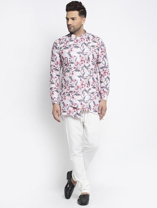 white printed kurta pyjama set - 18456110 - Very Small Image - 1