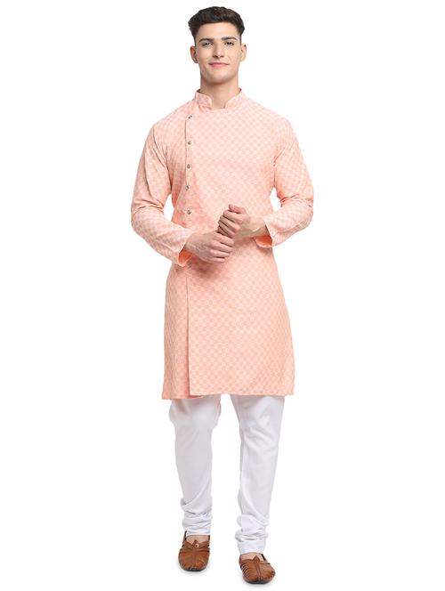 peach checkered kurta pyjama - 18456280 - Very Small Image - 1