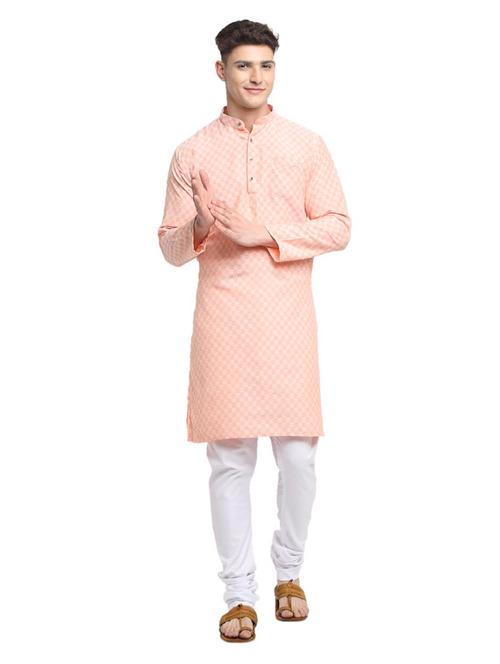 peach checkered kurta pyjama - 18456286 - Very Small Image - 1