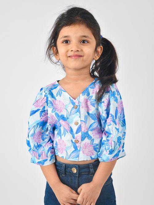 girls blue tropical top - 18456487 - Very Small Image - 1