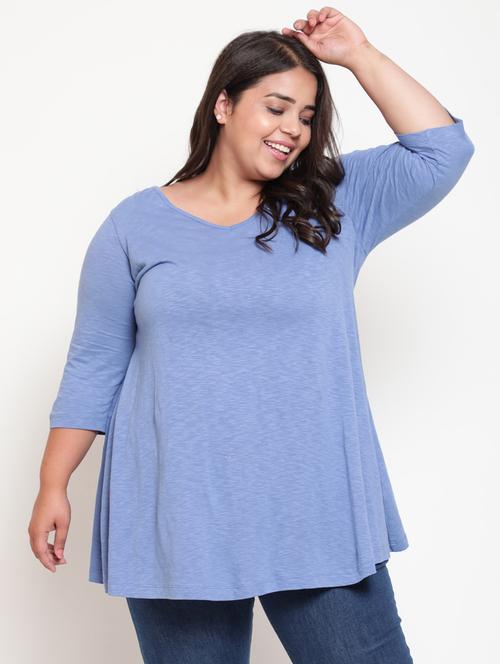 v-neck melange plus top - 18457268 - Very Small Image - 1