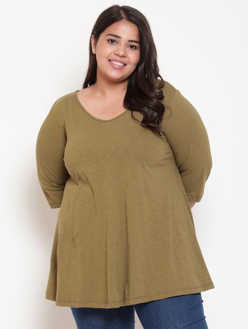 v-neck solid plus top - 18457269 - Very Small Image - 1