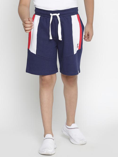 navy blue color block shorts - 18457301 - Very Small Image - 1