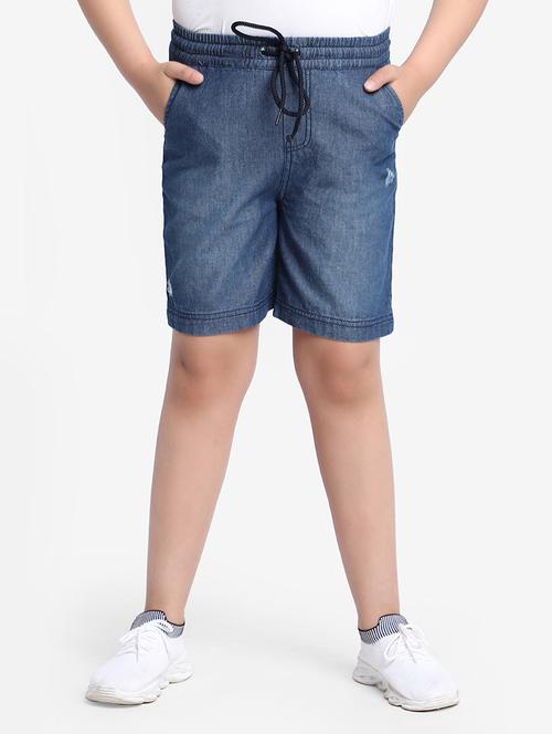 blue denim shorts with drawstring - 18457306 - Very Small Image - 1