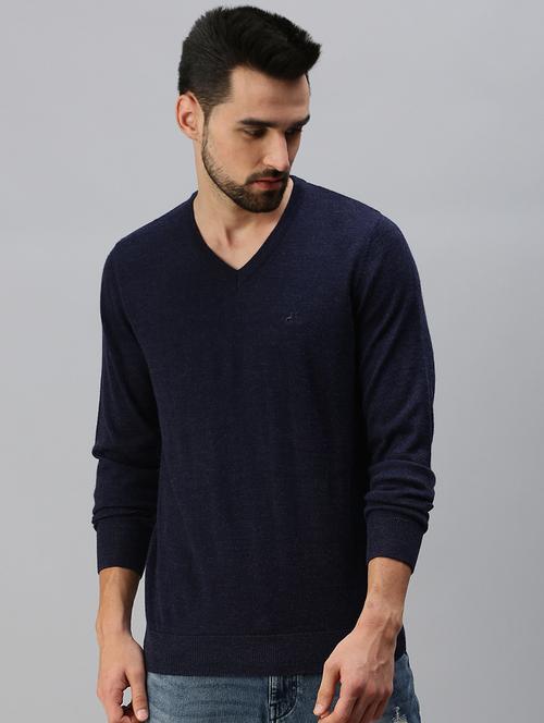 navy blue solid pullover - 18457374 - Very Small Image - 1