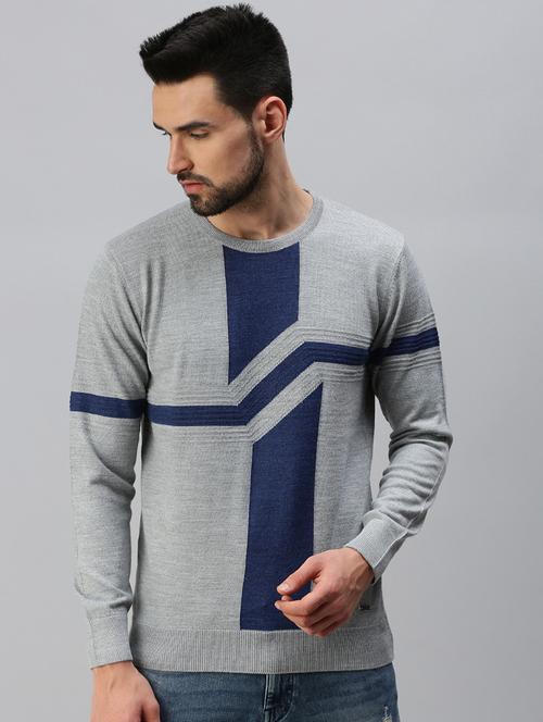 grey color-blocked pullover - 18457381 - Very Small Image - 1