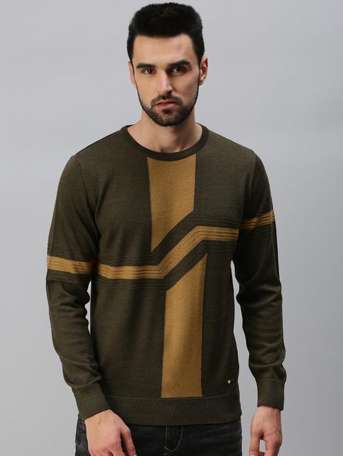 olive color-blocked pullover - 18457382 - Very Small Image - 1