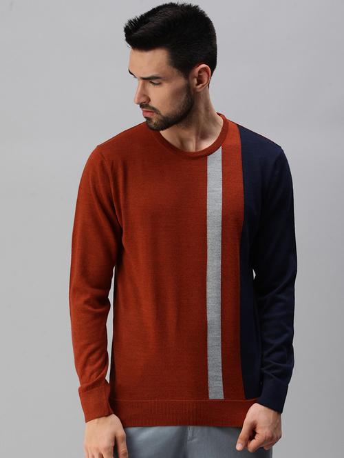 rust color-blocked pullover - 18457422 - Very Small Image - 1